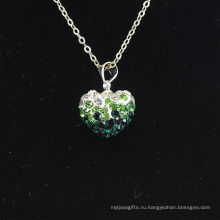 Оптовые формы сердца новый градиент цвета прибытия зеленый и белый кристалл глины Shamballa с серебряными цепочками ожерелье